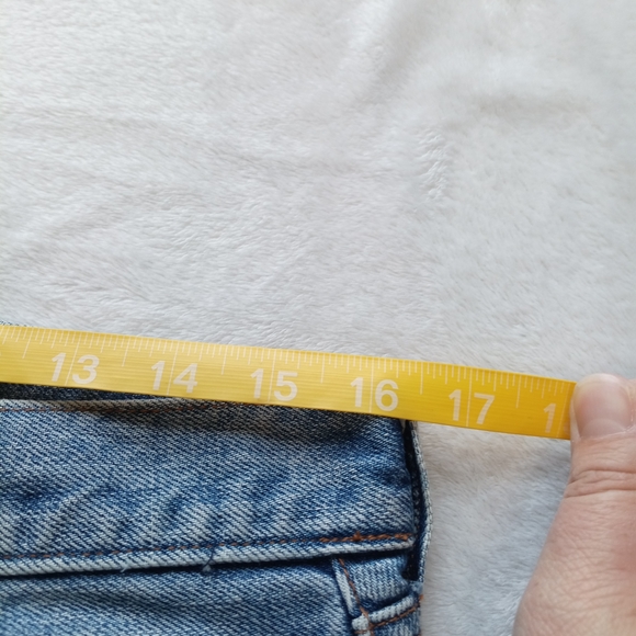 Hollister size 7 32 waist denim y2k Frayed Hem Blue Mini Skirt button front - Picture 6 of 9